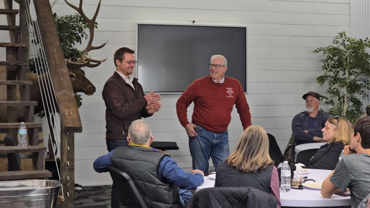 Jamon Mysliwiec with Joel Salatin at the Stables Homestead Summit